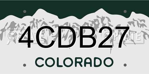 4CDB27 Colorado License Plate
