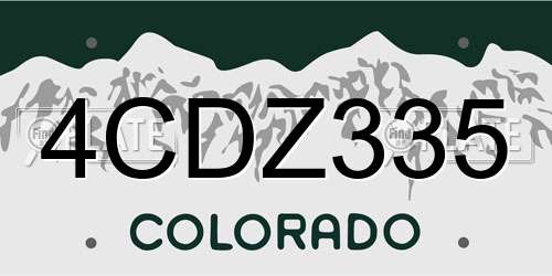 4CDZ335 Colorado License Plate