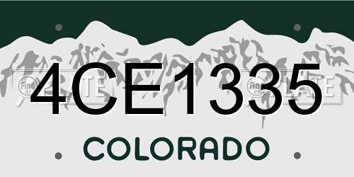 4CE1335 Colorado License Plate