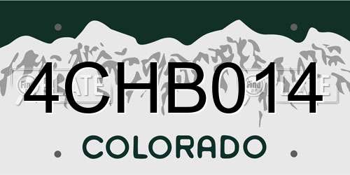 4CHB014 Colorado License Plate