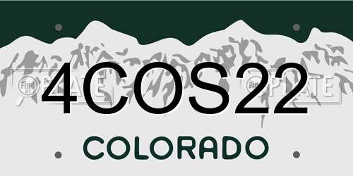4COS22 Colorado License Plate
