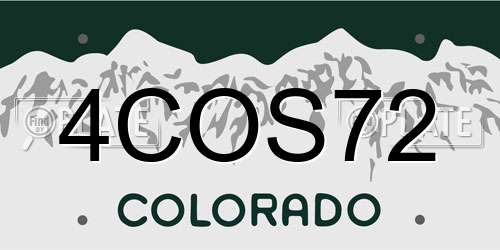 4COS72 Colorado License Plate