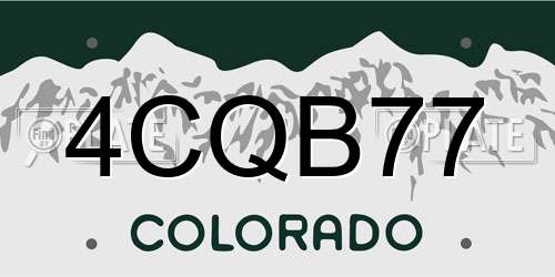 4CQB77 Colorado License Plate