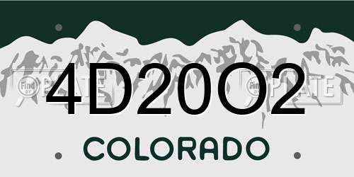 4D20O2 Colorado License Plate