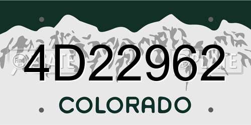 4D22962 Colorado License Plate