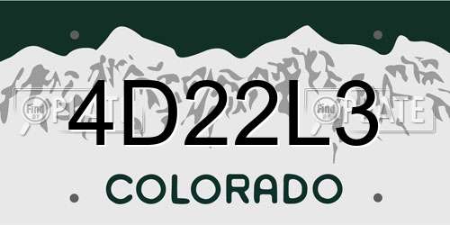 4D22L3 Colorado License Plate