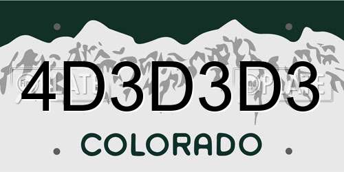 4D3D3D3 Colorado License Plate