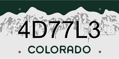 4D77L3 Colorado License Plate