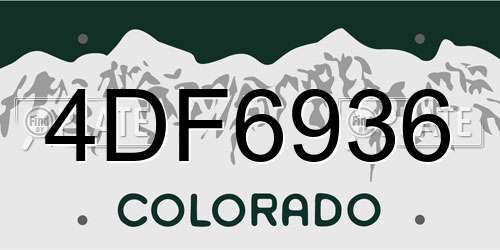 4DF6936 Colorado License Plate