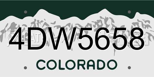 4DW5658 Colorado License Plate