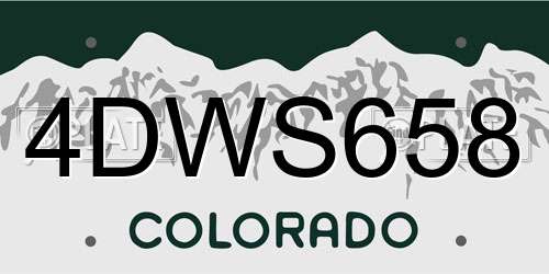 4DWS658 Colorado License Plate