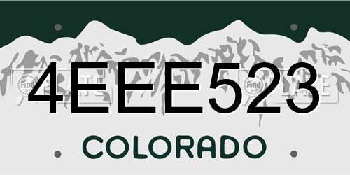 4EEE523 Colorado License Plate