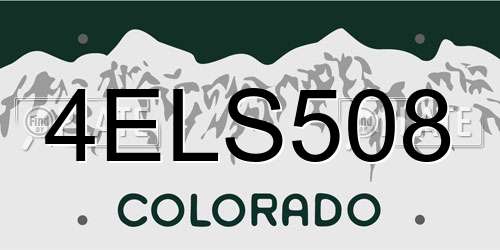 4ELS508 Colorado License Plate