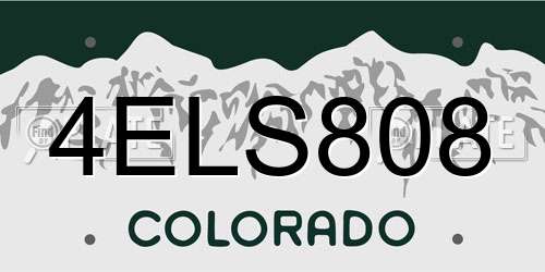 4ELS808 Colorado License Plate