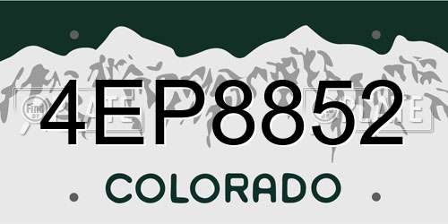 4EP8852 Colorado License Plate