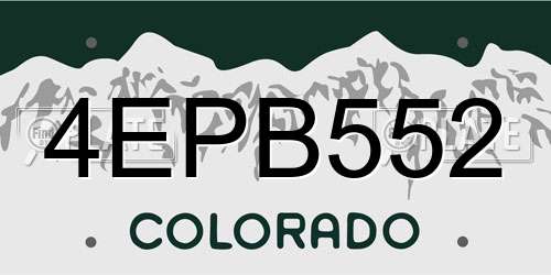 4EPB552 Colorado License Plate