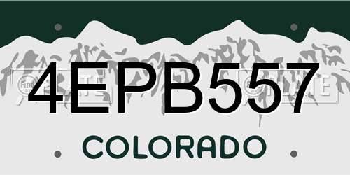 4EPB557 Colorado License Plate
