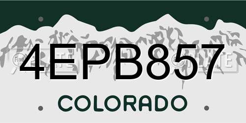 4EPB857 Colorado License Plate