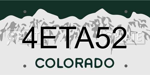 4ETA52 Colorado License Plate