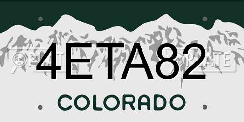 4ETA82 Colorado License Plate