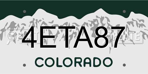 4ETA87 Colorado License Plate