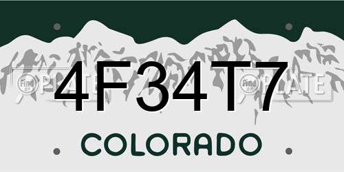 4F34T7 Colorado License Plate