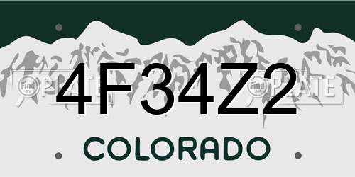 4F34Z2 Colorado License Plate