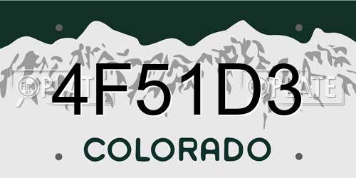 4F51D3 Colorado License Plate