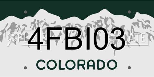 4FBI03 Colorado License Plate