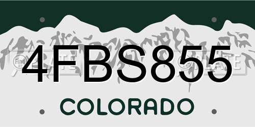 4FBS855 Colorado License Plate