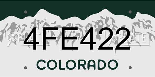 4FE422 Colorado License Plate