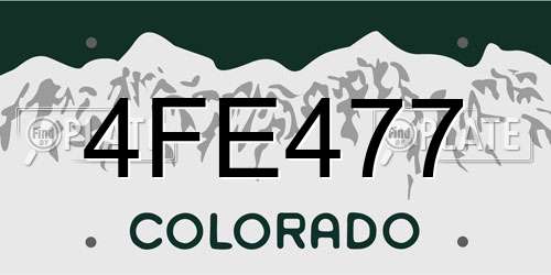 4FE477 Colorado License Plate