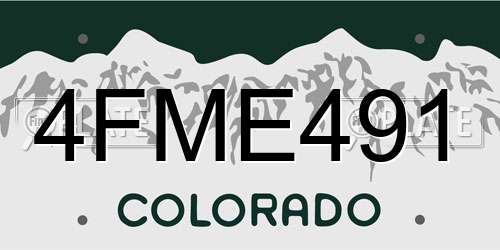 4FME491 Colorado License Plate