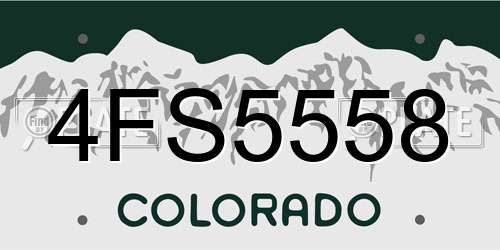 4FS5558 Colorado License Plate