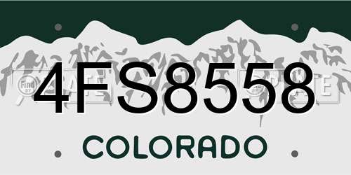 4FS8558 Colorado License Plate