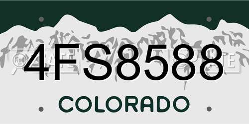 4FS8588 Colorado License Plate