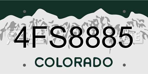4FS8885 Colorado License Plate