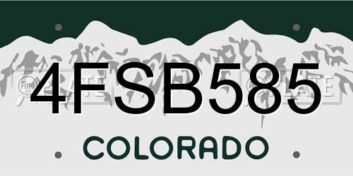 4FSB585 Colorado License Plate