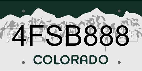 4FSB888 Colorado License Plate