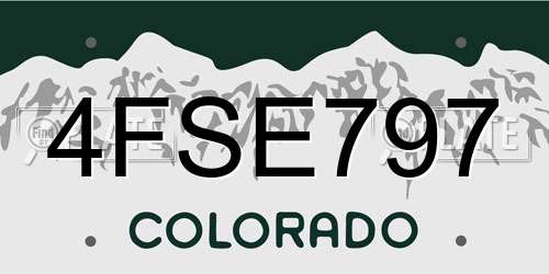4FSE797 Colorado License Plate