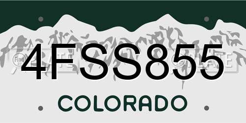 4FSS855 Colorado License Plate