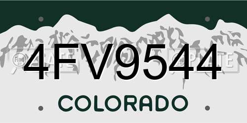 4FV9544 Colorado License Plate