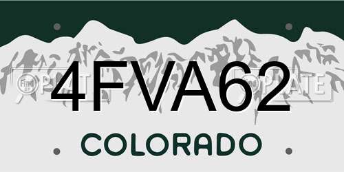 4FVA62 Colorado License Plate
