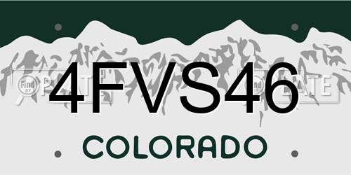 4FVS46 Colorado License Plate