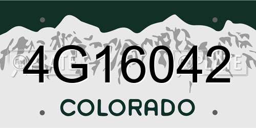 4G16042 Colorado License Plate