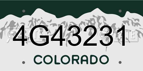 4G43231 Colorado License Plate