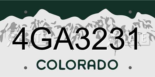 4GA3231 Colorado License Plate