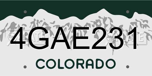 4GAE231 Colorado License Plate