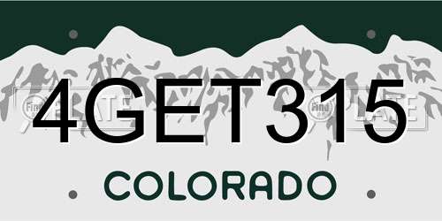 4GET315 Colorado License Plate