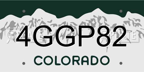 4GGP82 Colorado License Plate